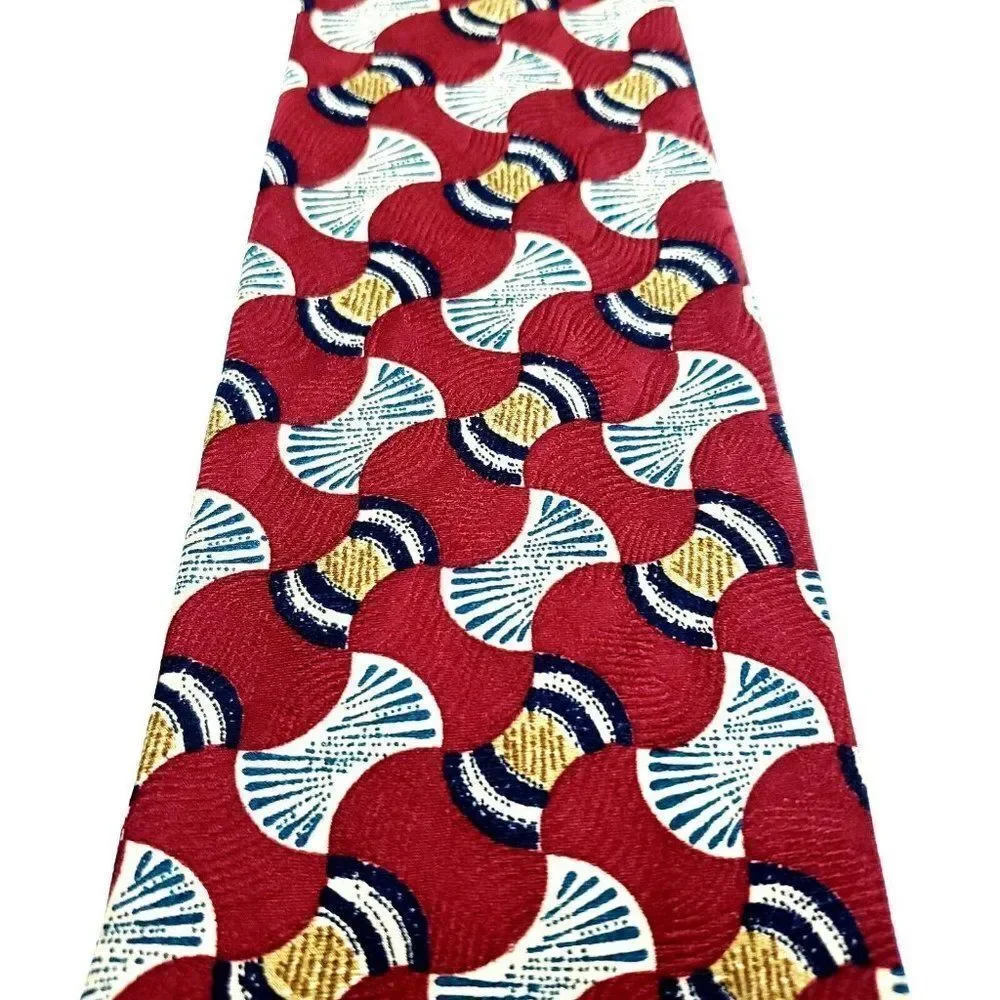 Givenchy Monsieur Silk Tie Print‎ Red Wide Geometric - Picture 2 of 6